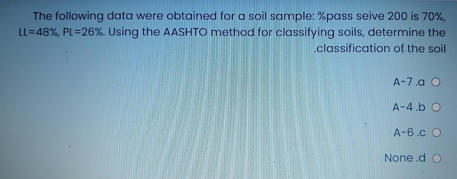 Solved The following data were obtained for a soil sample: | Chegg.com