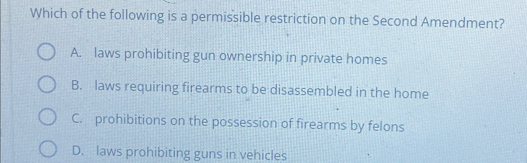 Solved Which Of The Following Is A Permissible Restriction | Chegg.com