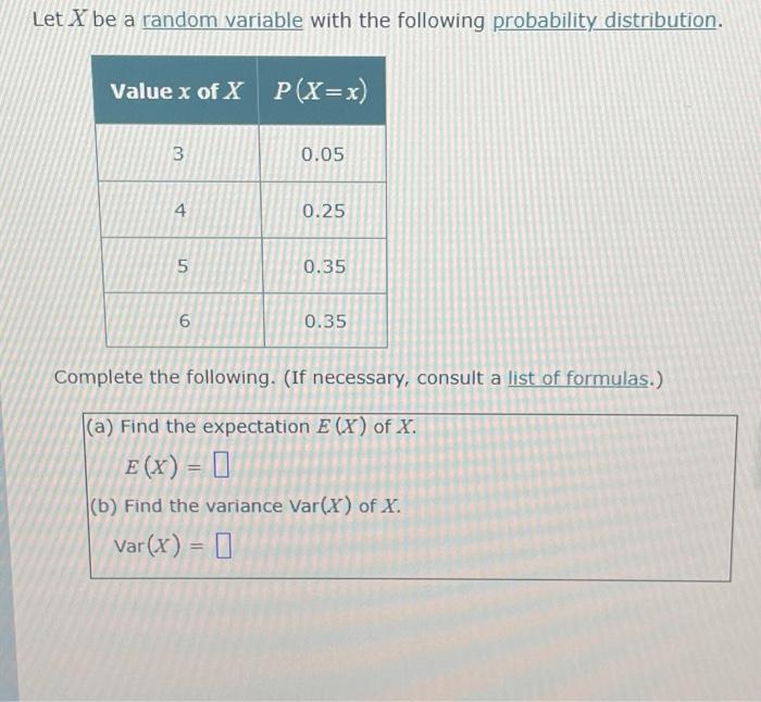 Solved Let X be a random variable with the following | Chegg.com