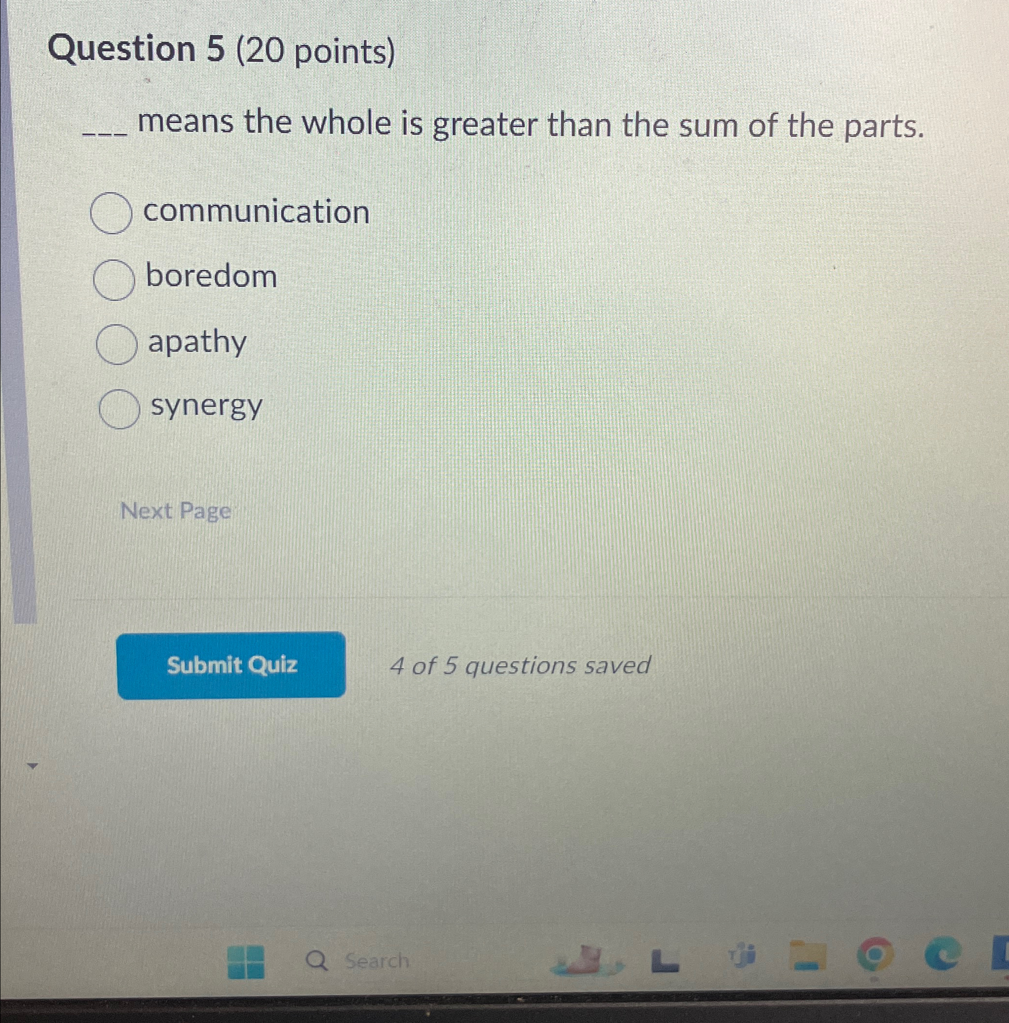 Solved Question 5 (20 ﻿points)means the whole is greater | Chegg.com