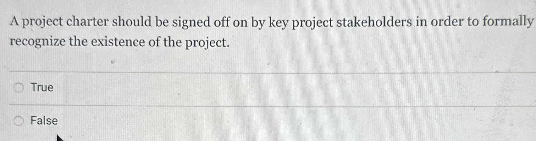 Solved A project charter should be signed off on by key | Chegg.com