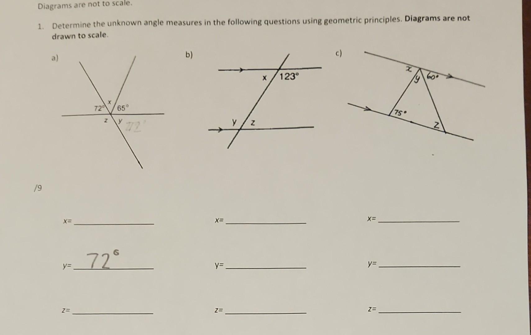 Solved Diagrams are not to scale. 1. Determine the unknown | Chegg.com