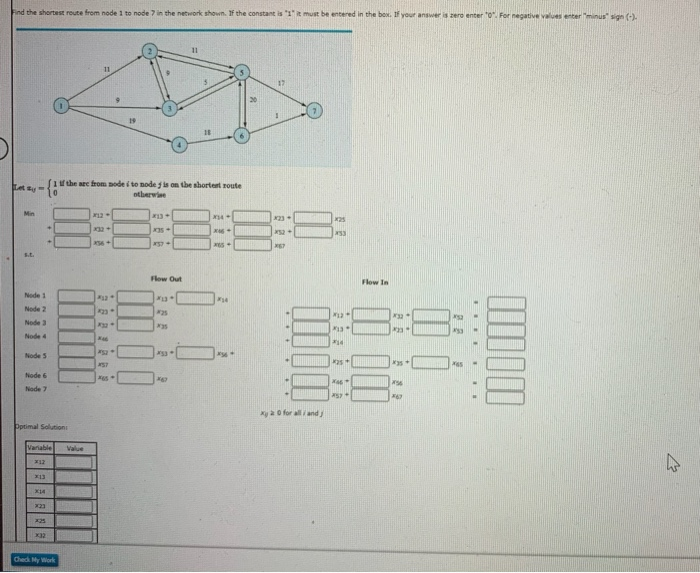 Solved Find the shortest route from node 1 to node 7 in the | Chegg.com