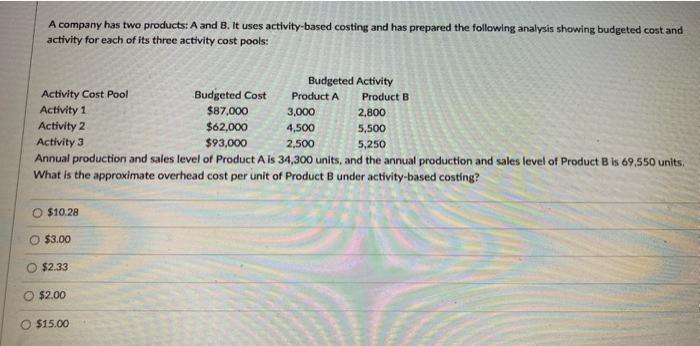 Solved A Company Has Two Products: A And B. It Uses | Chegg.com