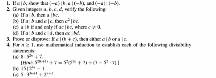 Solved 1. If A|b, Show That (-a)|b, A|(-b), And (-a)|(-b). | Chegg.com