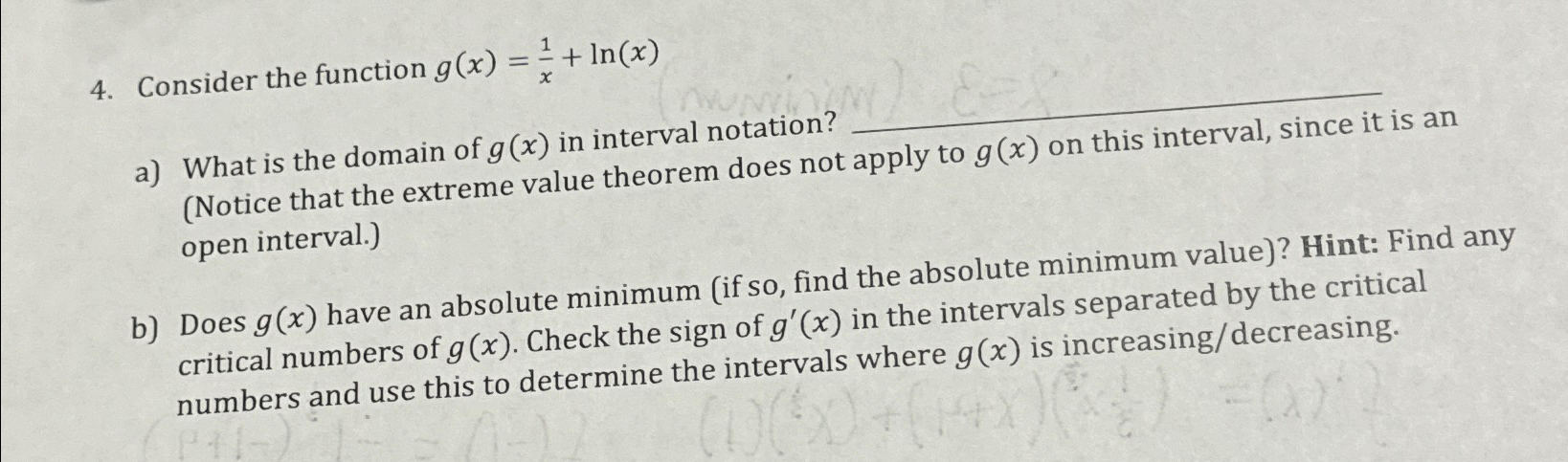 what is the domain of g x )= ln 3x 1 )