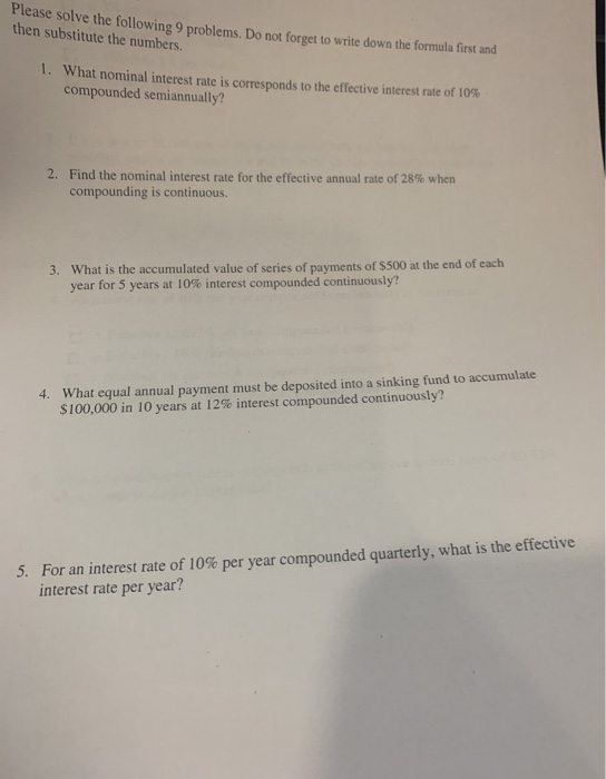 Solved ricase solve the following 9 problems. Do not forget | Chegg.com