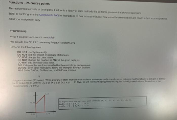 Solved Functions - 25 course points This assignment consists | Chegg.com