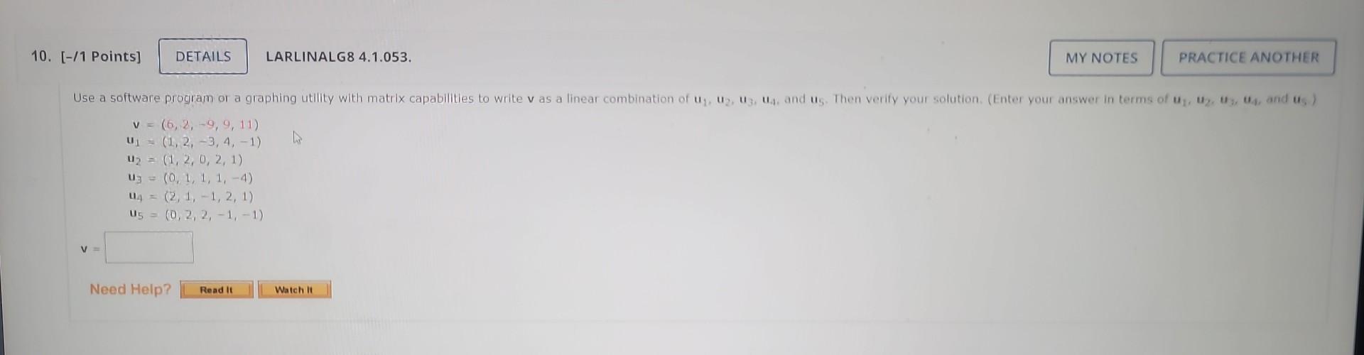 Solved 0 [ 1 Points] Larlinalg8 4 1 053