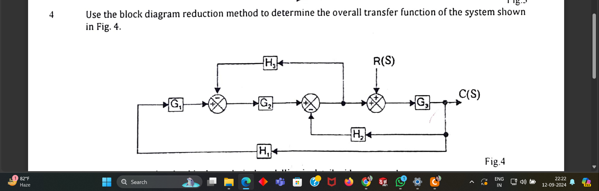 Solved 4 ﻿Use the block diagram reduction method to | Chegg.com