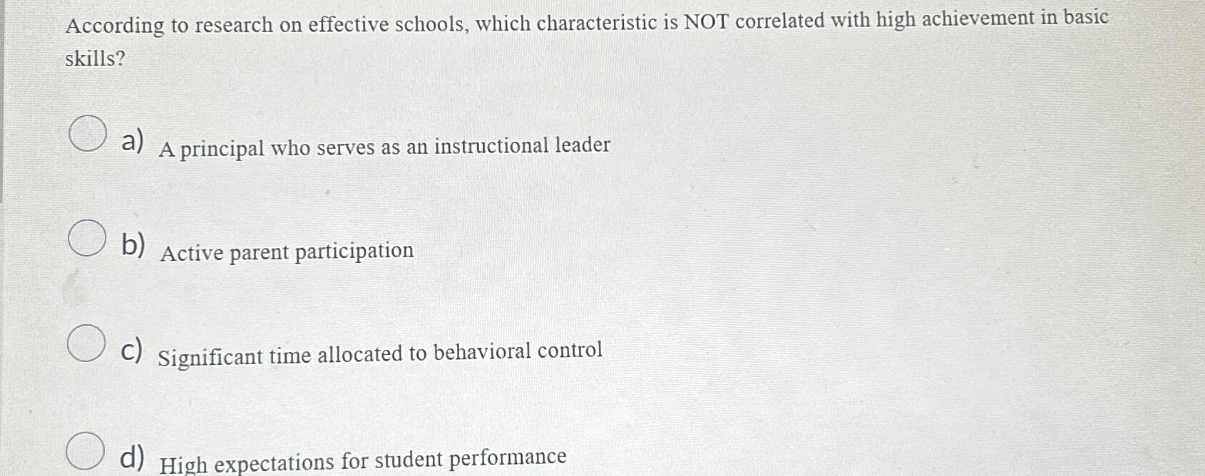 Solved According to research on effective schools, which | Chegg.com