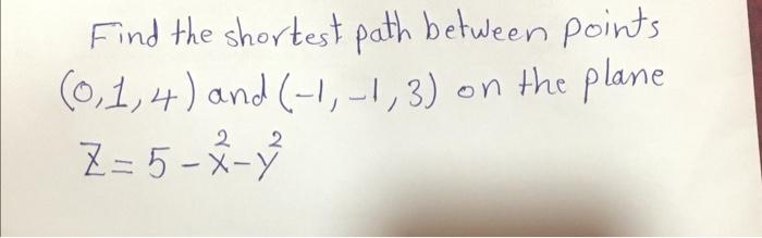 Solved Find the shortest path between points (0,1, 4) and | Chegg.com