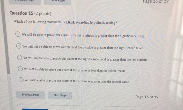Solved Page 15 of 19 Question 15 (2 points) Which of the | Chegg.com