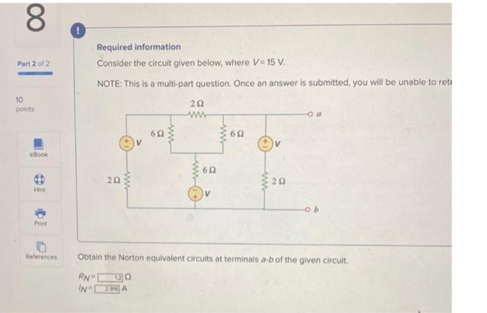 Solved Required information Consider the circuit given | Chegg.com