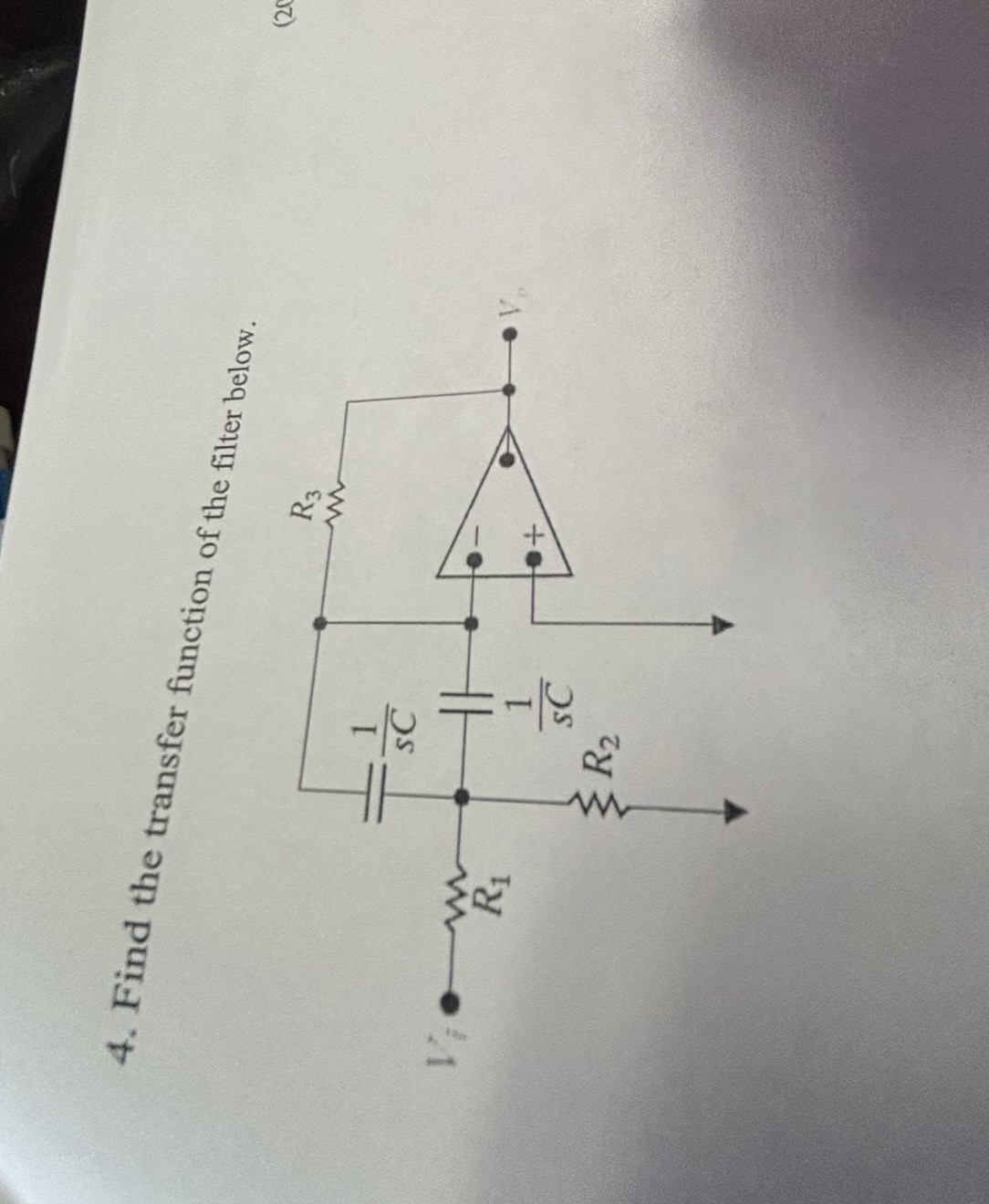 Solved Find the transfer function of the filter below. | Chegg.com
