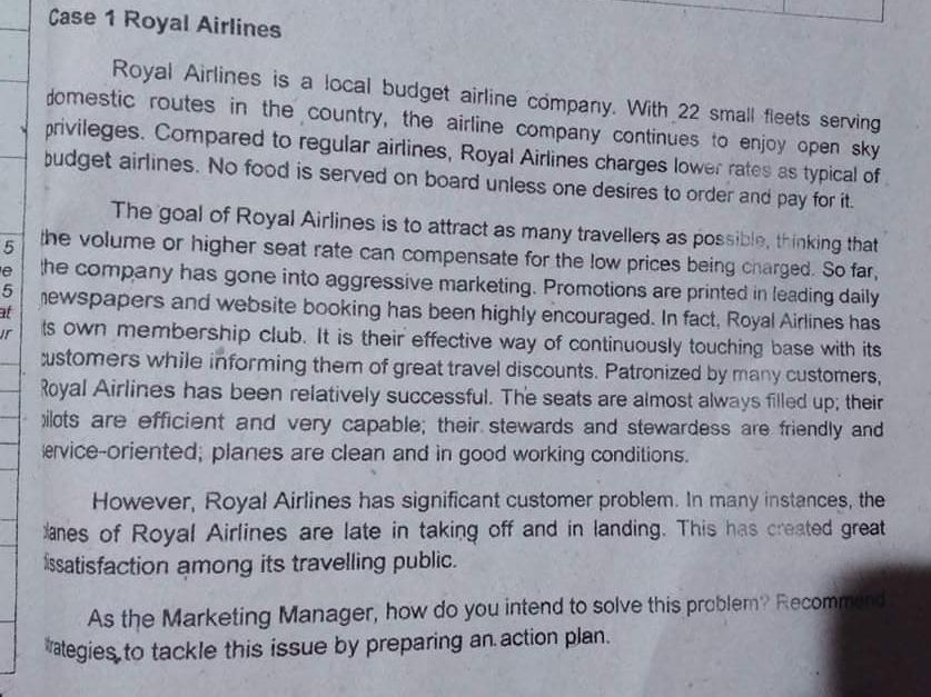 case study analysis royal airlines