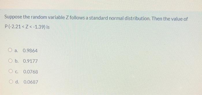 Solved Suppose The Random Variable Z Follows A Standard | Chegg.com