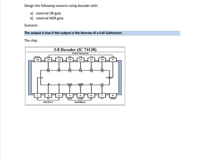 Solved Design The Following Scenario Using Decoder With: A) | Chegg.com