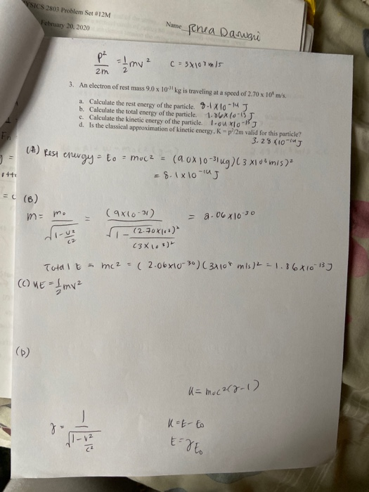 Solved Ysics 2803 Problem Set 12m February Name Chegg Com