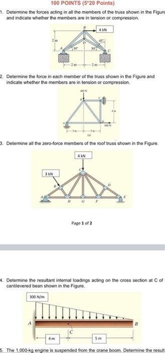 Solved 100 POINTS (5*20 Points) 1. Determine the forces | Chegg.com