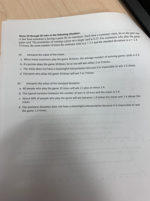 Solved Items 19 through 20 refer to the following situation: | Chegg.com