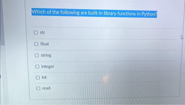 Solved Which of the following are built-in library functions | Chegg.com