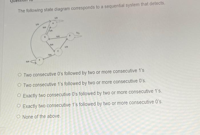 Solved The following state diagram corresponds to a | Chegg.com