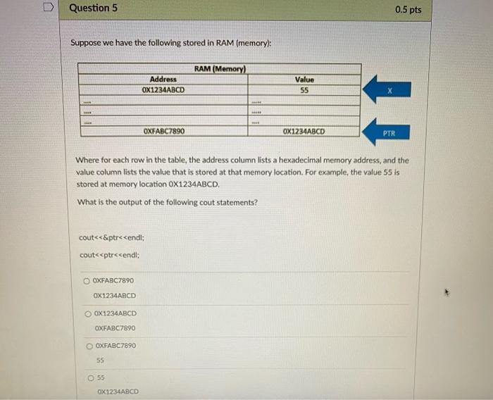 Solved D Question 1 0.5 pts 1. The & operator is used to | Chegg.com