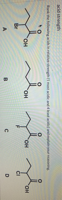 Solved acid strength Rank the following acids in relative | Chegg.com