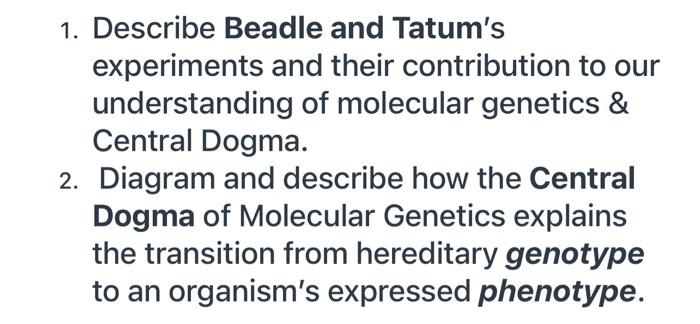 beadle tatum experiments