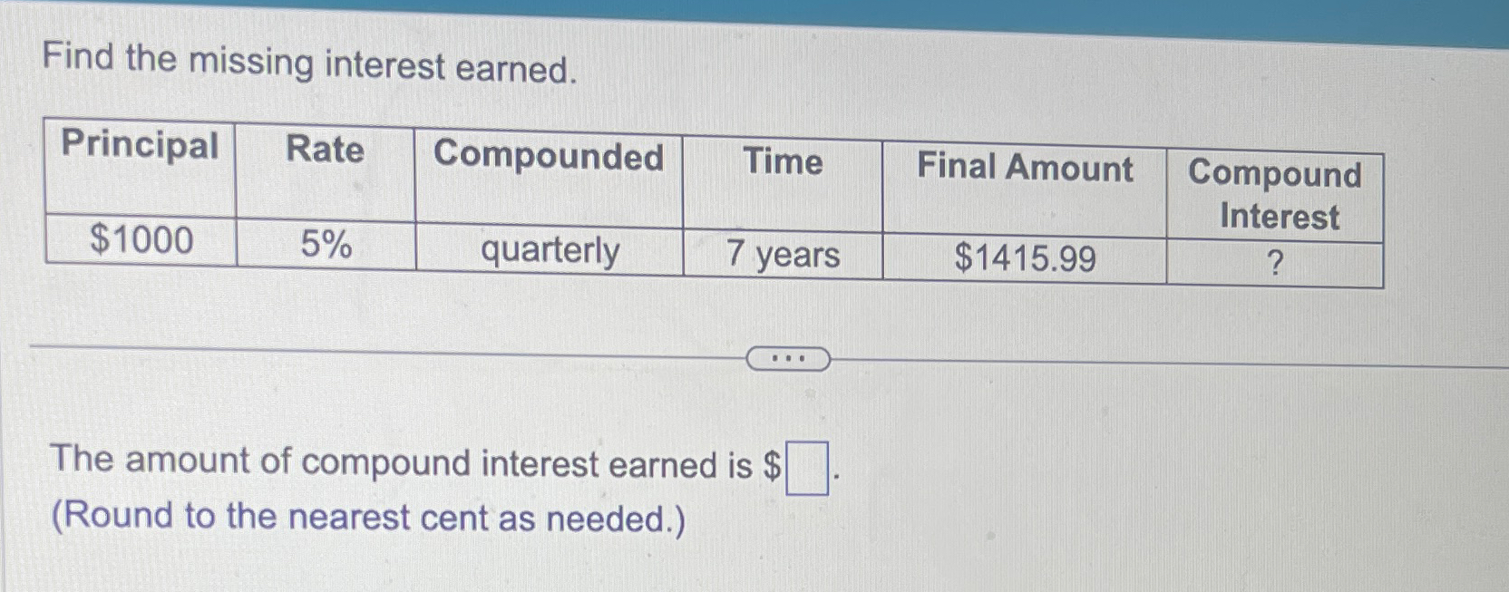 Find the missing interest | Chegg.com