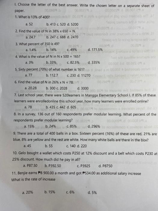Solved summative test 1 grade vi math name grade vi chegg