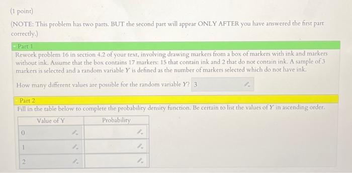 Solved (NOTE: This problem has two parts. BUT the second | Chegg.com