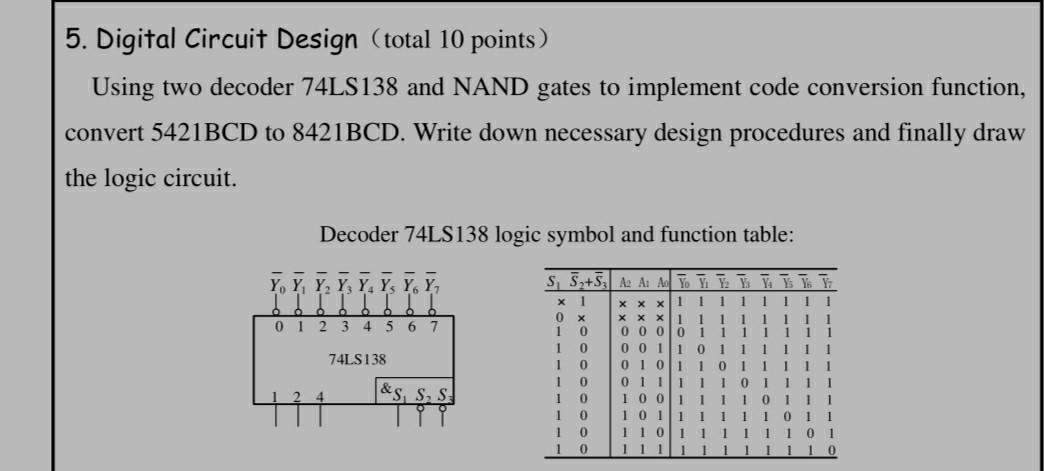 Solved 5. Digital Circuit Design (total 10 points) Using two | Chegg.com