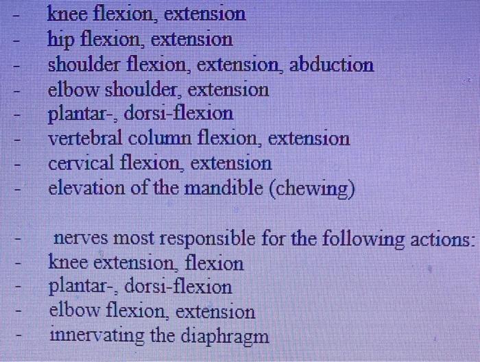 Solved knee flexion, extension hip flexion, extension
