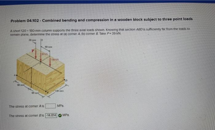 Solved Problem 04.102 - Combined bending and compression in | Chegg.com
