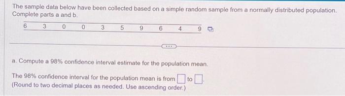 Solved The sample data below have been collected based on a | Chegg.com