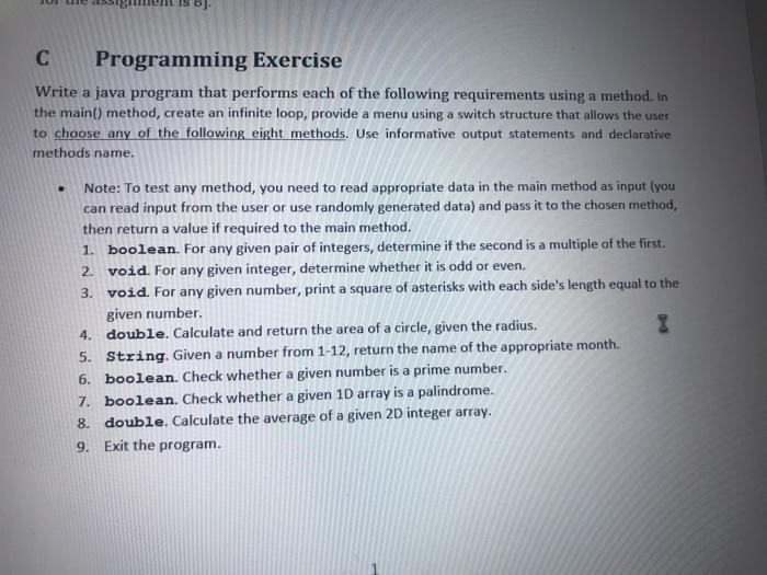 Solved с Programming Exercise Write a java program that | Chegg.com