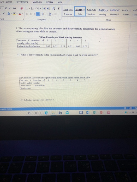 Solved Page Layout References Mailings Review Vew Sa A Ai Chegg Com