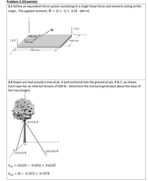 Solved Problem 2 (10 points): 2.1 Define an equivalent force | Chegg.com