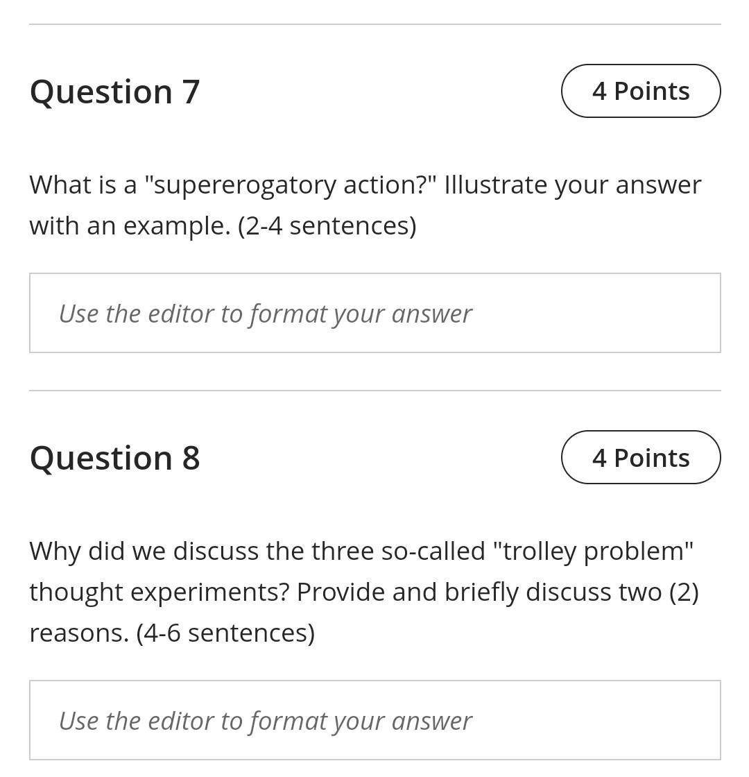 Solved Question 7 4 Points What is a quot supererogatory Chegg com