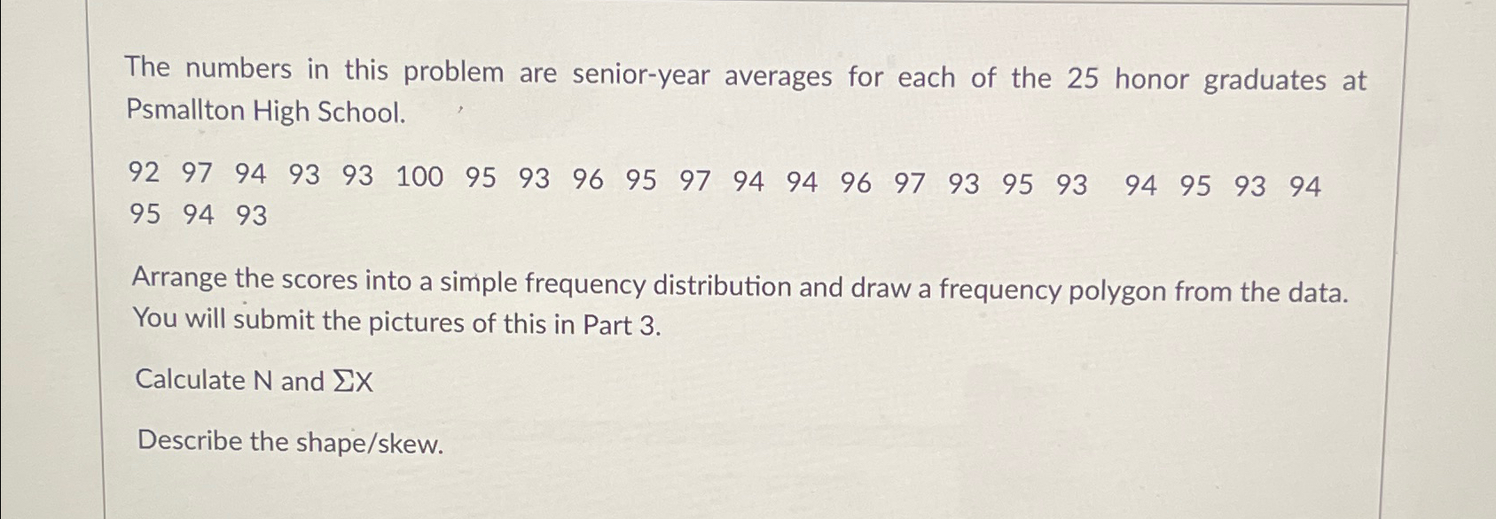 Solved The numbers in this problem are senior-year averages | Chegg.com