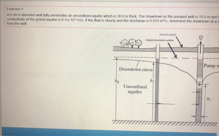 Solved: Exercise 1 A0.50 m diameter well fully penetrates