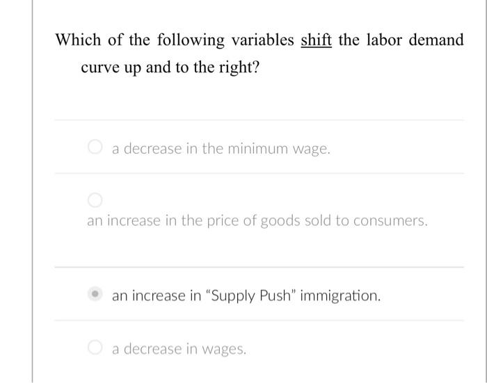 Solved Which of the following variables shift the labor