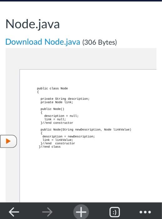 Solved Node.java Download Node.java (306 Bytes) public class | Chegg.com