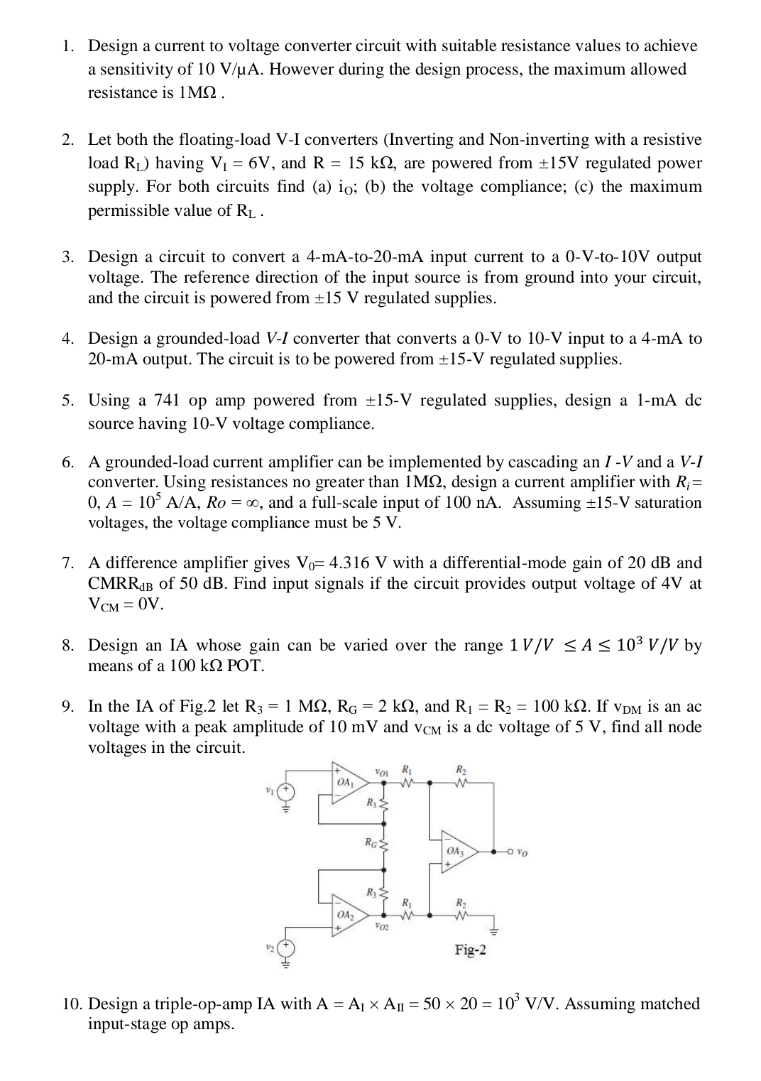 Solved Design a current to voltage converter circuit with | Chegg.com