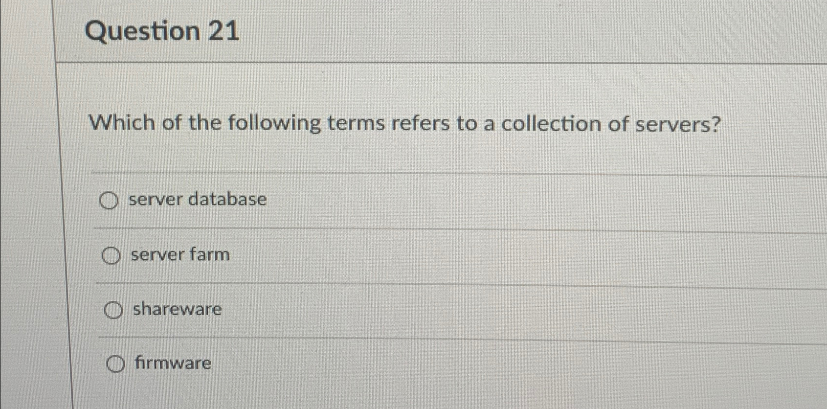 Solved Question 21Which of the following terms refers to a | Chegg.com