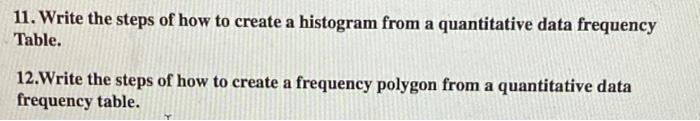 Solved 11. Write the steps of how to create a histogram from | Chegg.com