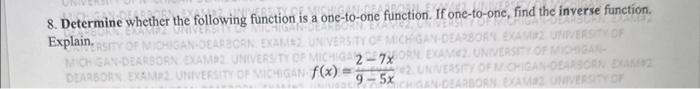 Solved 8. Determine whether the following function is a | Chegg.com