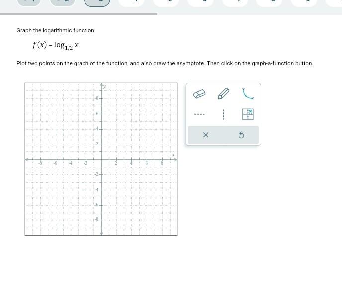 Solved Graph the logarithmic function. f(x)=log1/2x Plot two